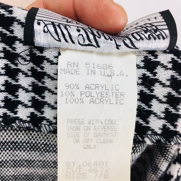 VTG All That Jazz Knit Color Block Houndstooth Puff Sleeve Sweater Dress Suit - Picture 8 of 8